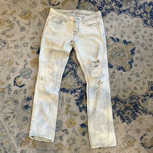 J Brand Women's Light gray white distressed Boyfriend Jeans as seen on Jes Alba